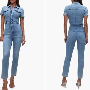 Good American Fit for Success Jumpsuit size 1 light blue denim